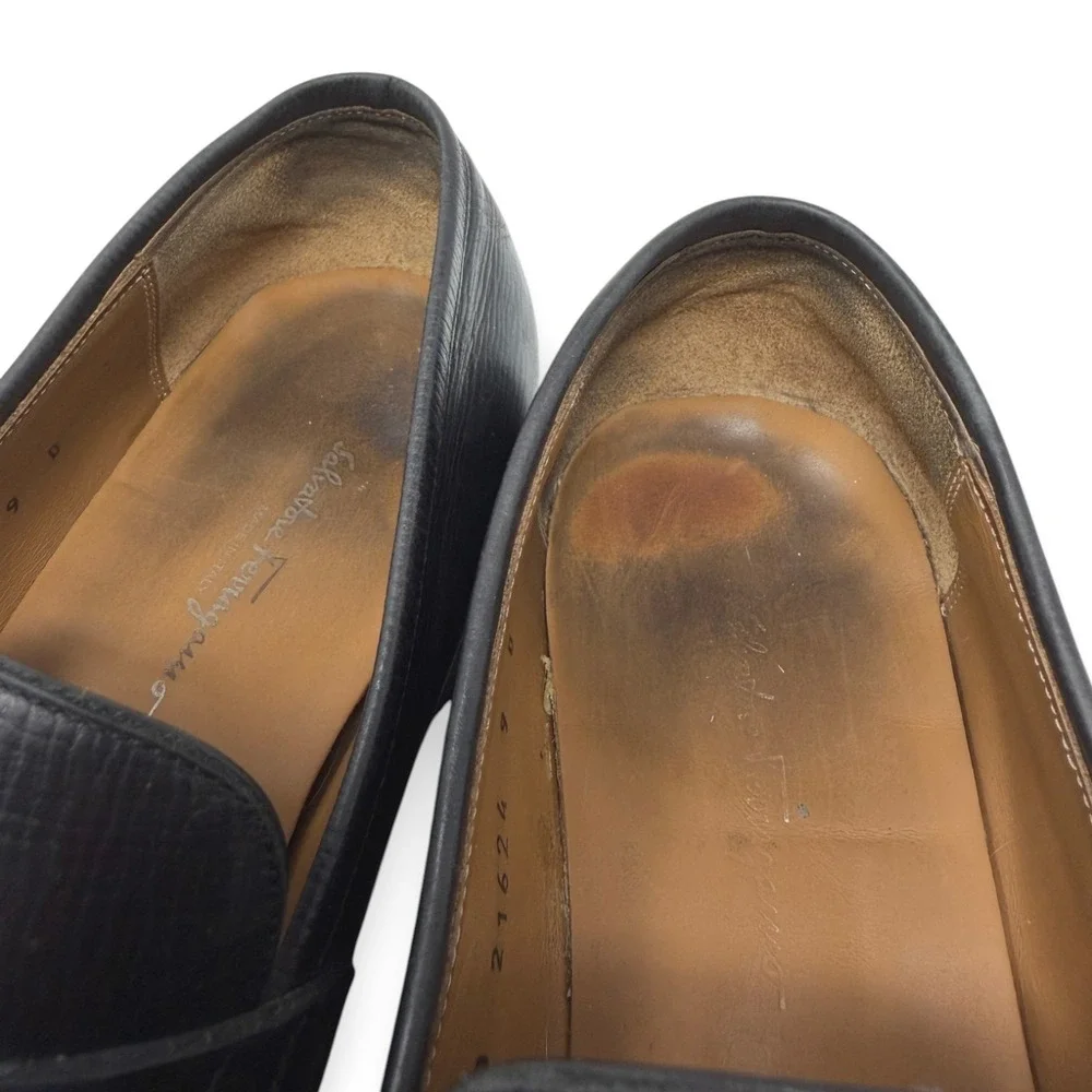 Salvatore Ferragamo Loafers‎ Mens 9 D Black Penny Loafer Leather Dress Shoes